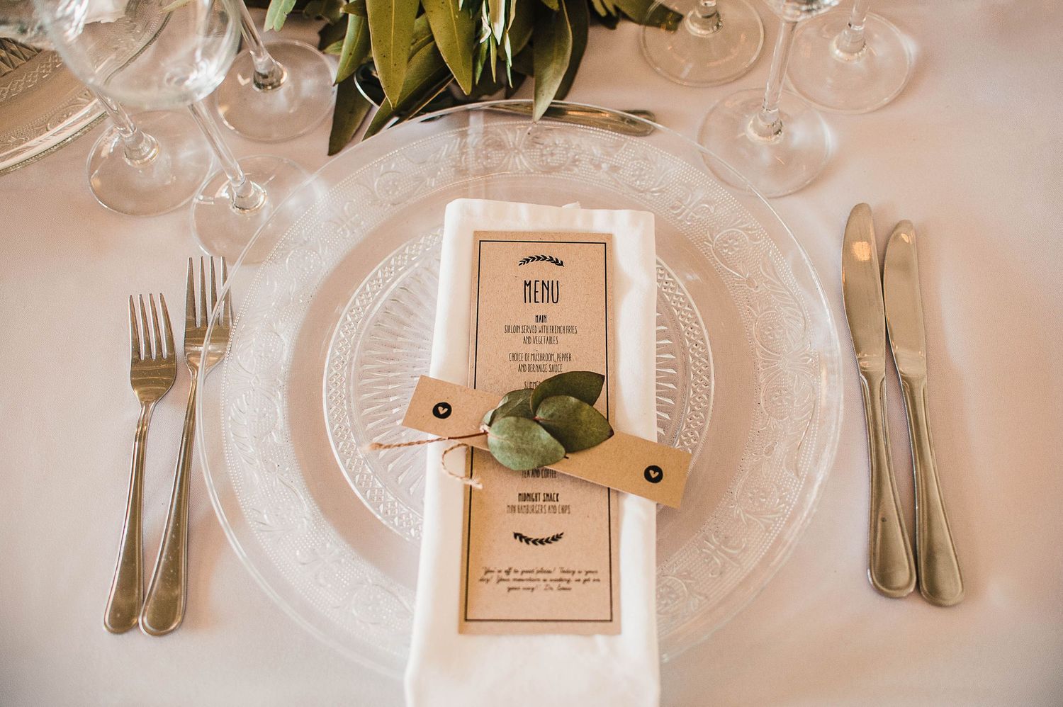 detail of menu and place setting