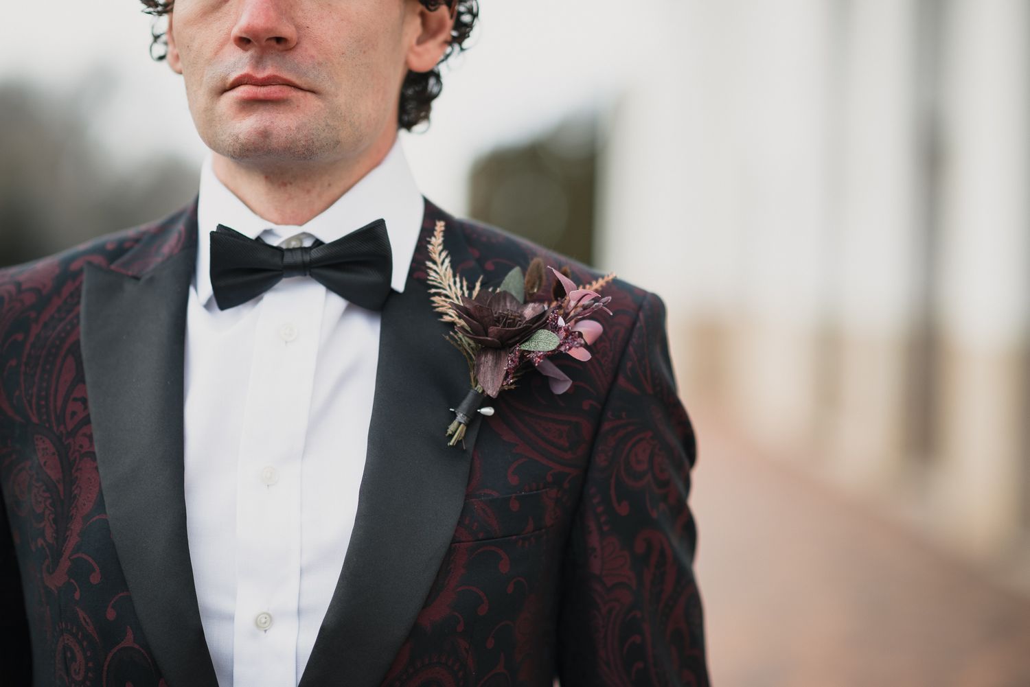 Groom Wedding Photography Men's Warehouse Men's Tux and Indee Blooms Wedding Boutonnière