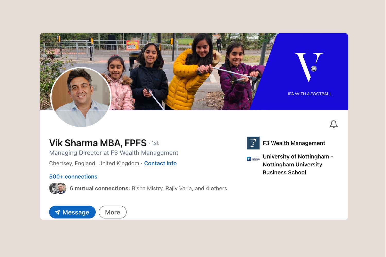 screenshot of personal LinkedIn profile design