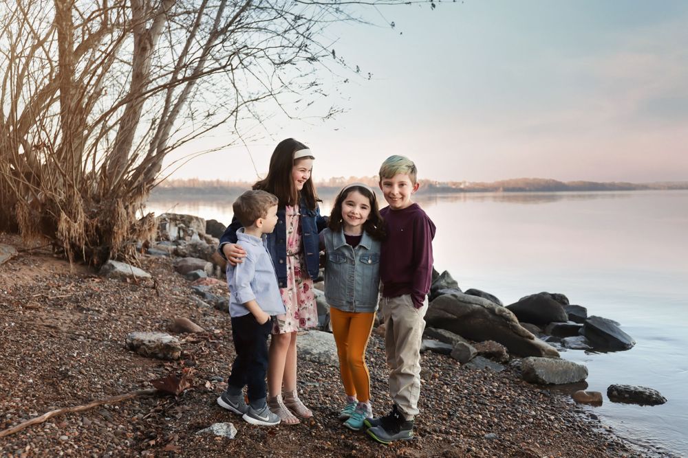 family sibling portrait on the beach