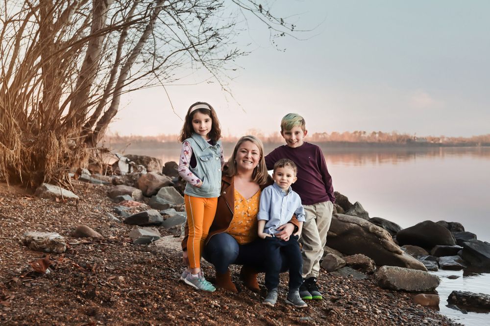 Family mother/children portrait on the beach