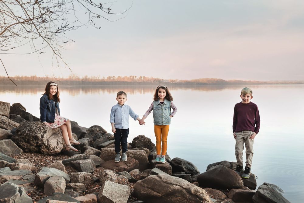 Family sibling portrait on the beach