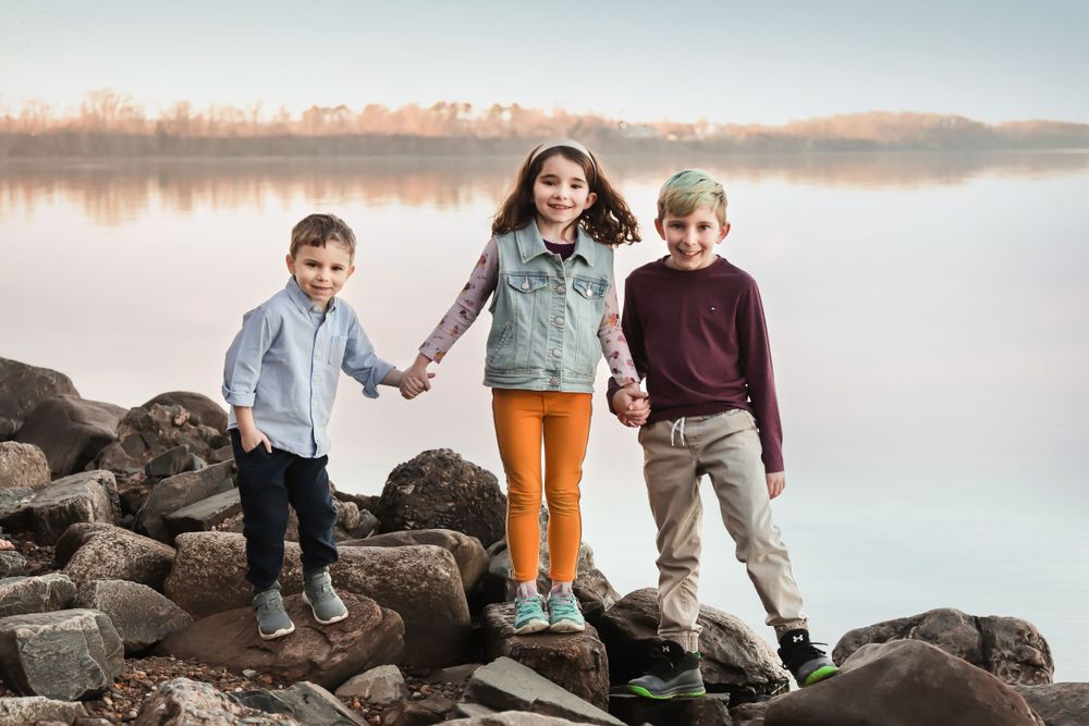 Family sibling portrait on the beach