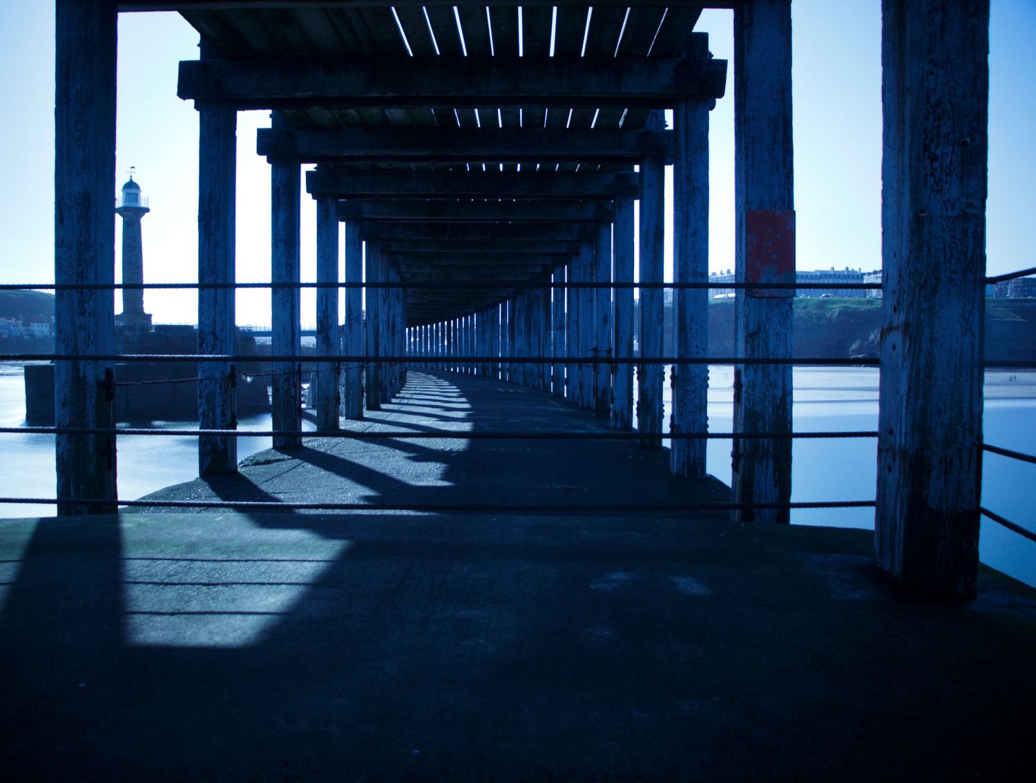 Underneath Whitby Pier, Whitby, North Yorkshire, UK