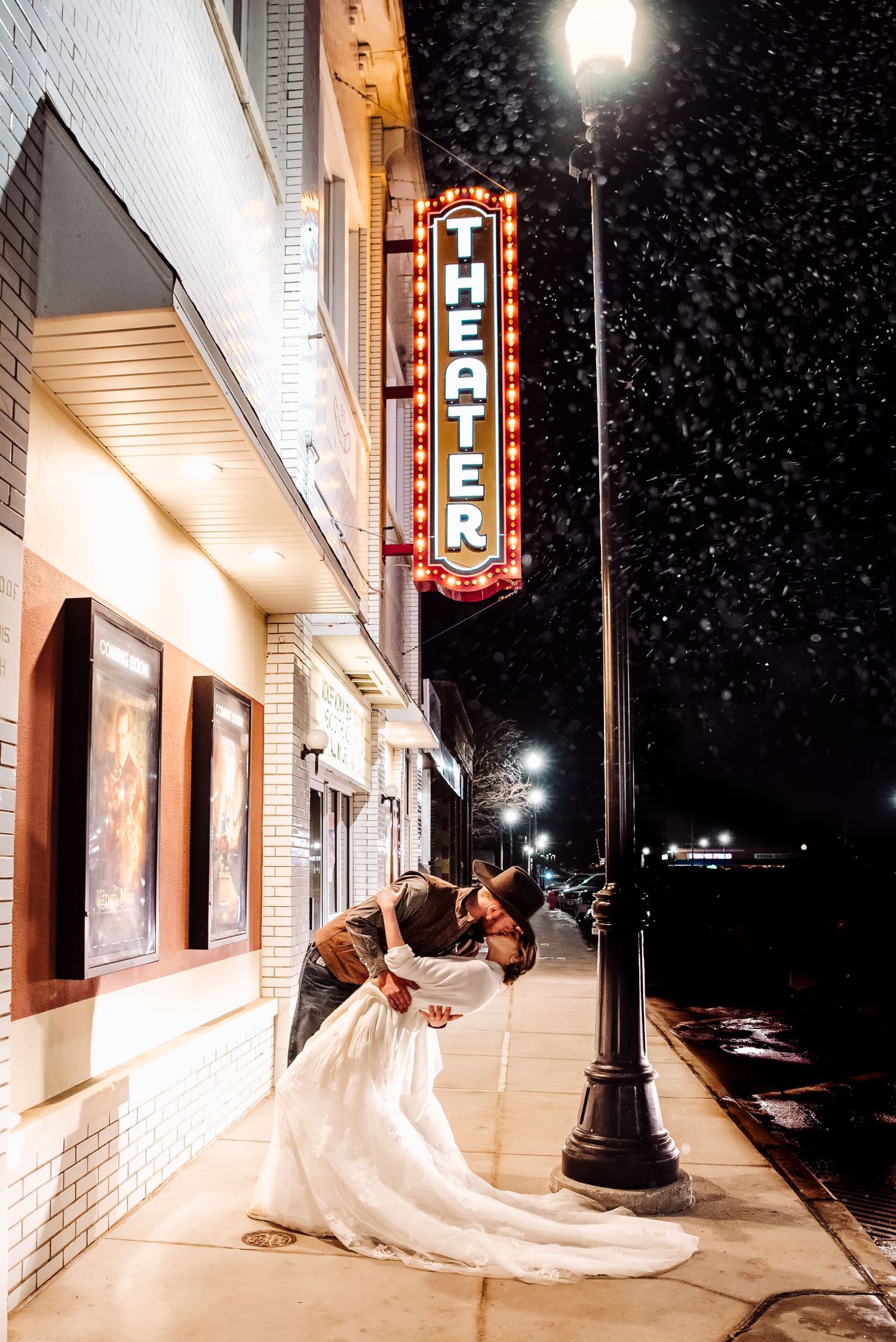 Wedding night in front of theater