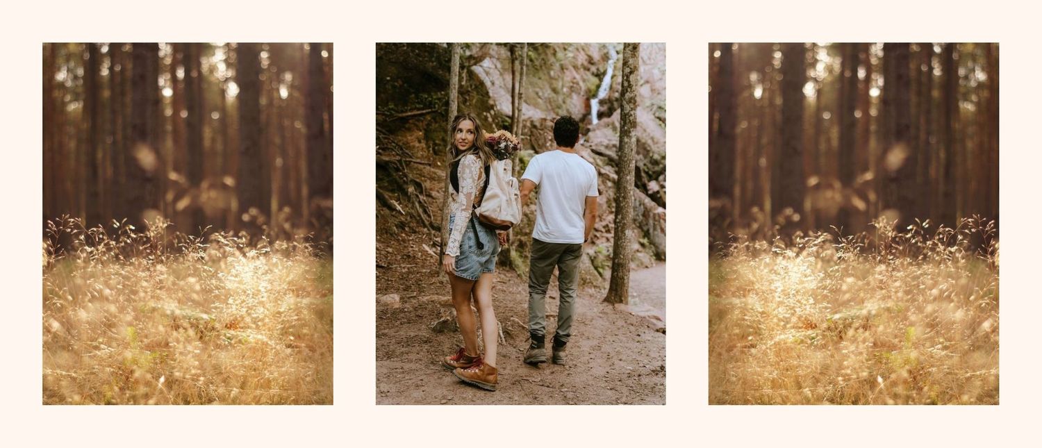 unique outdoorsy backpacking couples portrait