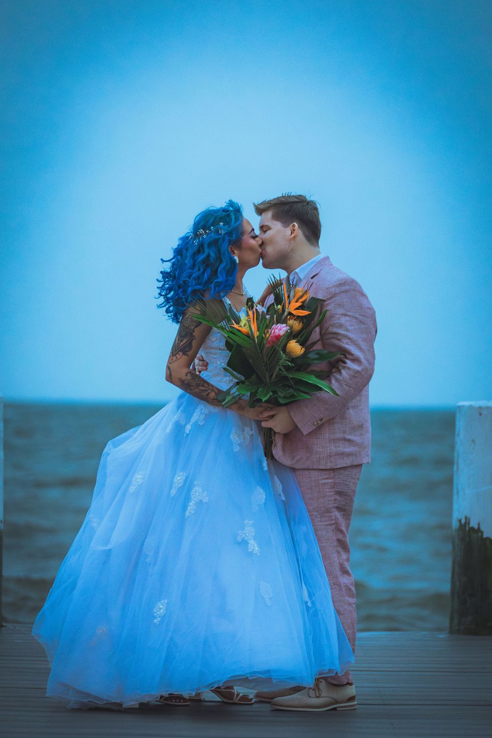 Celebration at the bay romantic wedding blue hour