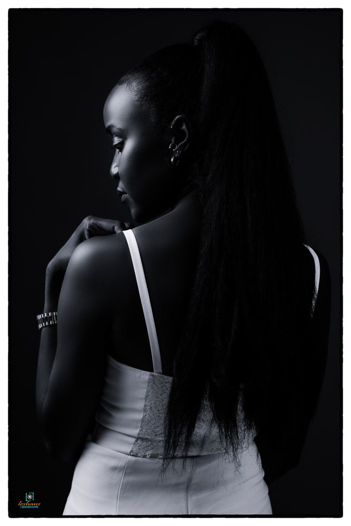 high-end black and white portrait