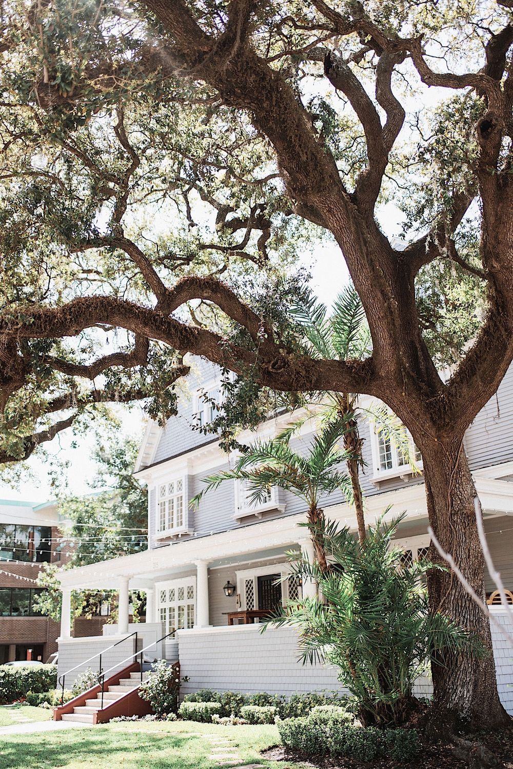 The Orlo, a historic wedding venue in Tampa, FL with a large tree in the yard