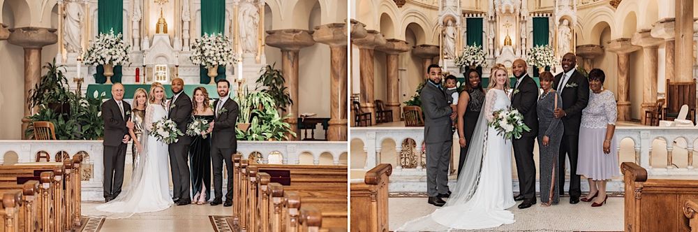 Family portrait at a wedding at Sacred Heart Church in Tampa