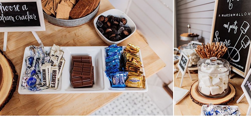 chocolate and marshmallows for smokers at a wedding