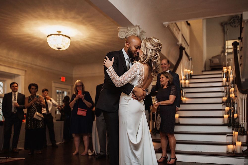 bride and groom dancing at the orlo