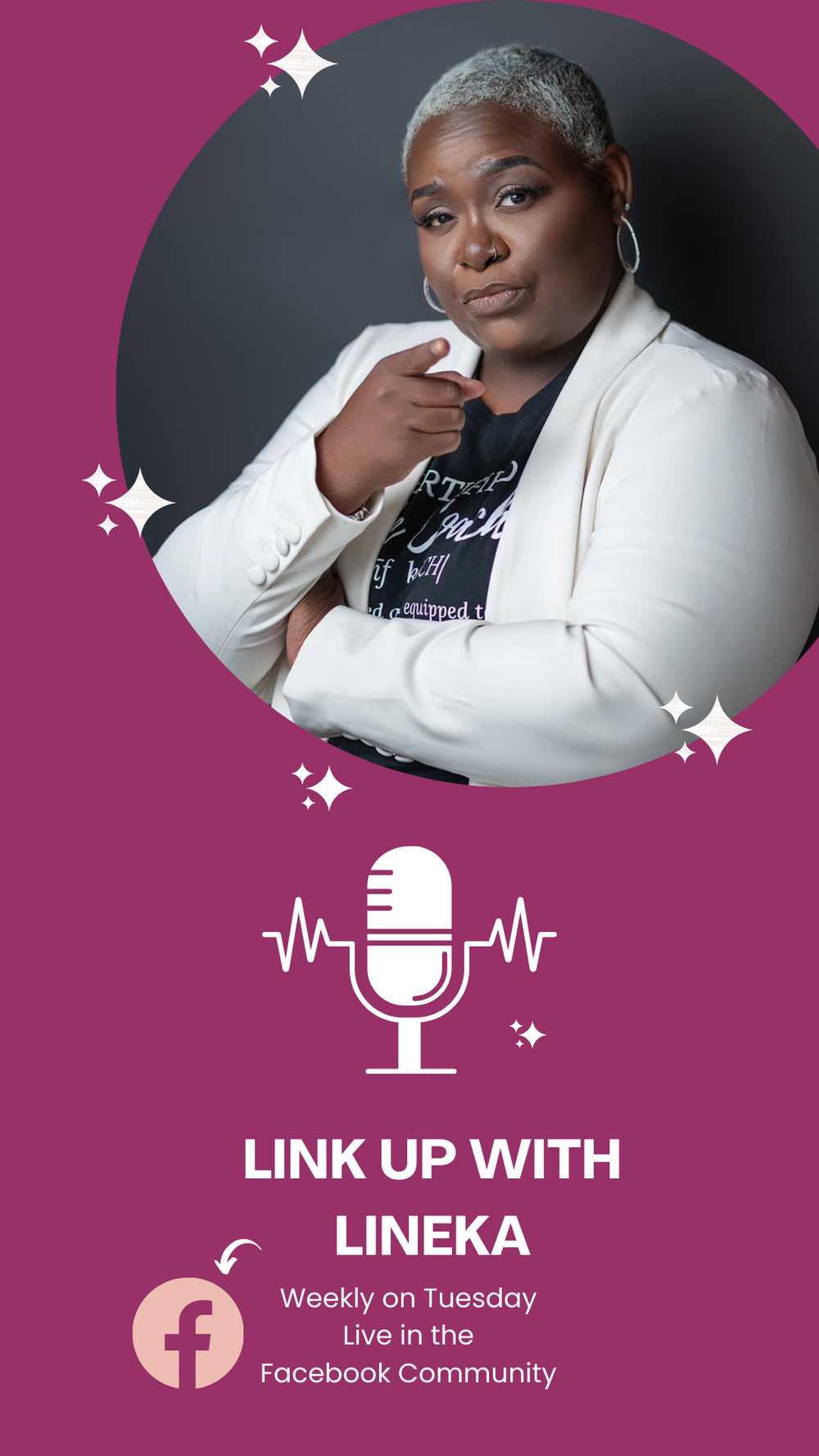 Link up with Lineka podcast cover image featuring Lineka Micelle professional headshot