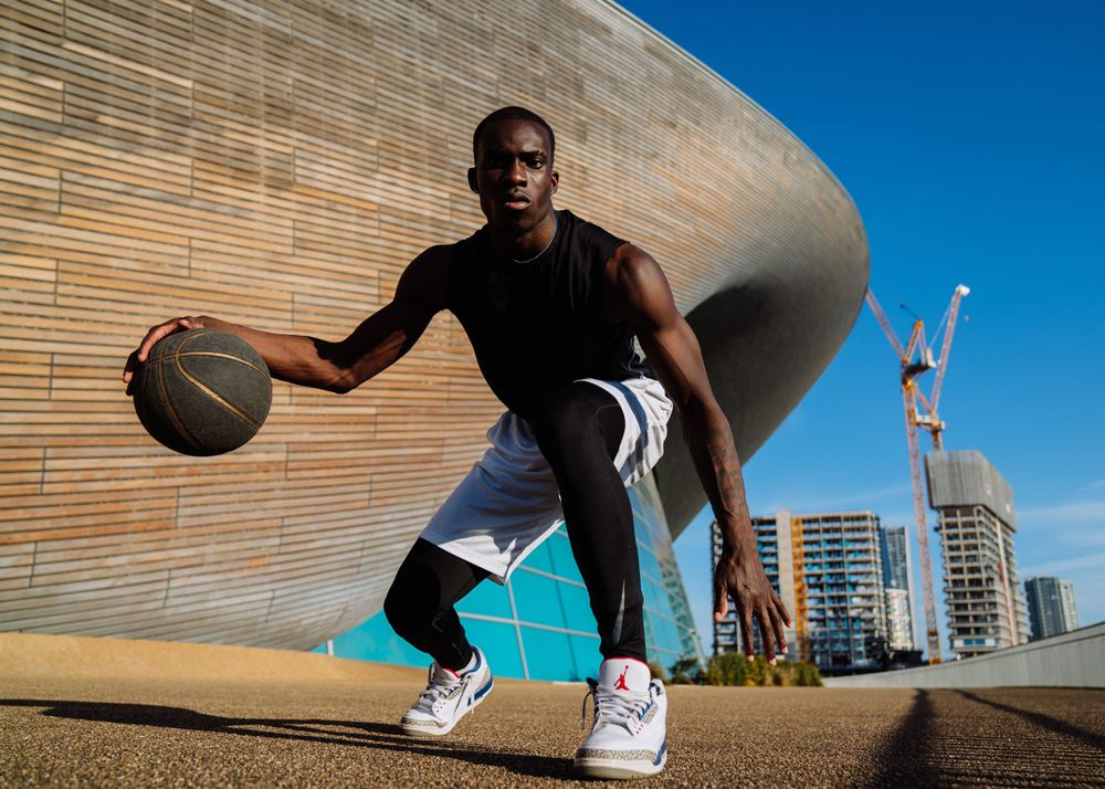 Man playing basketball