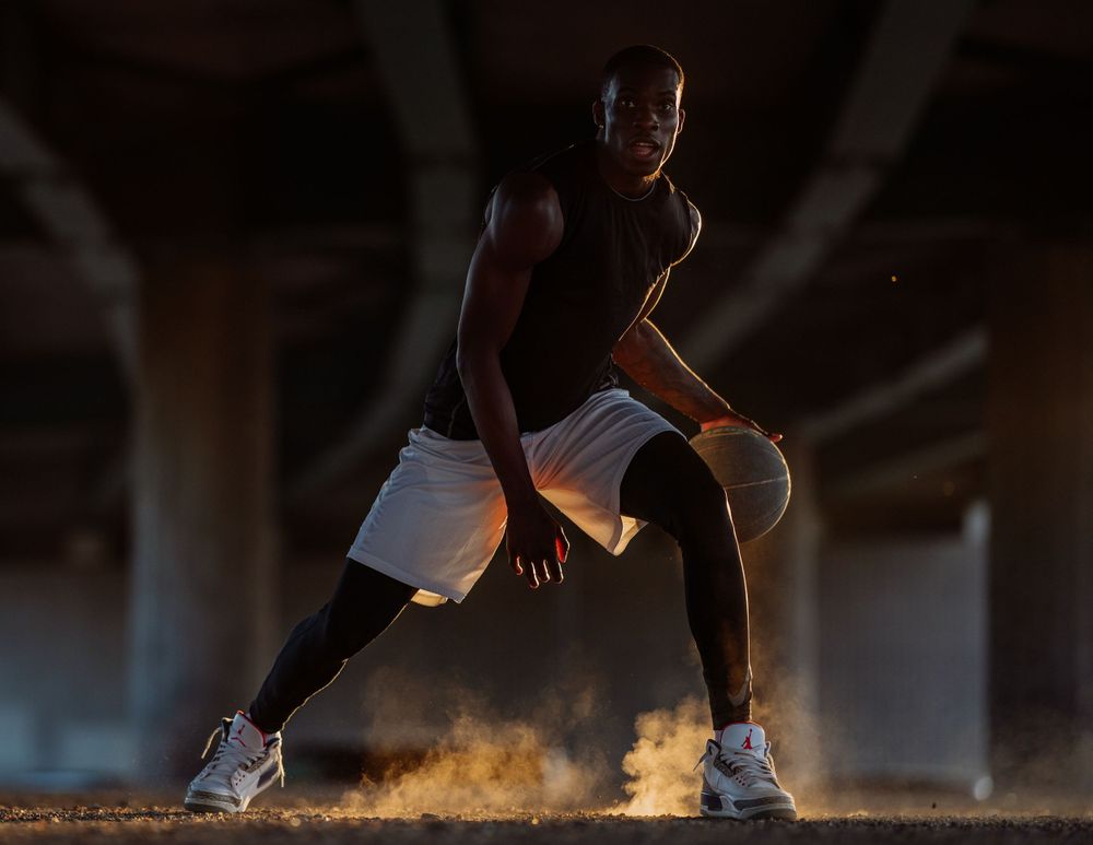 Man playing basketball