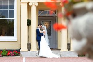 Bride and groom on wedding day at the law Rochford