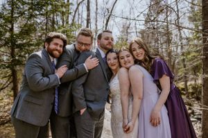 Best men, groom, bride, and maids of honour shot in Shubie Park, Dartmouth Nova Scotia
