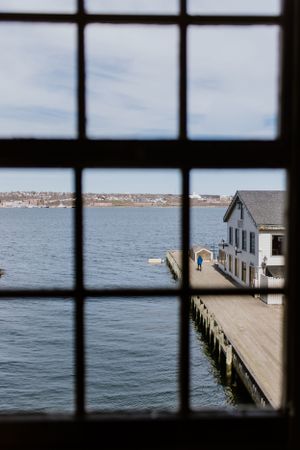 View of Halifax Waterfront boardwalk and bay from Lower Deck, Halifax Nova Scotia