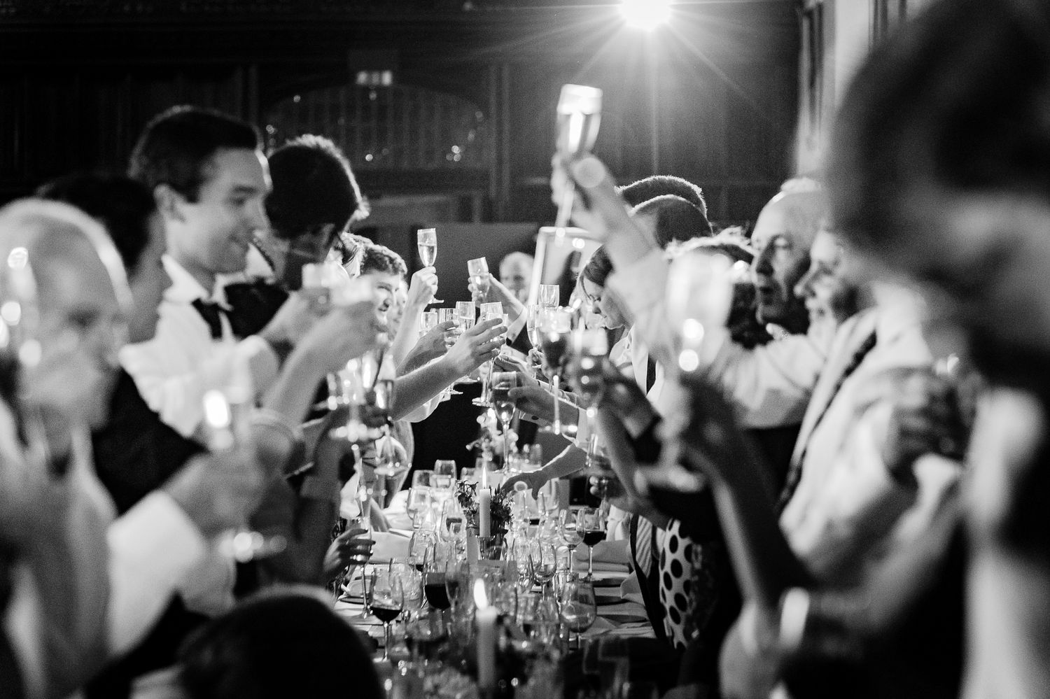Natural shot of guests during Trinity College wedding reception