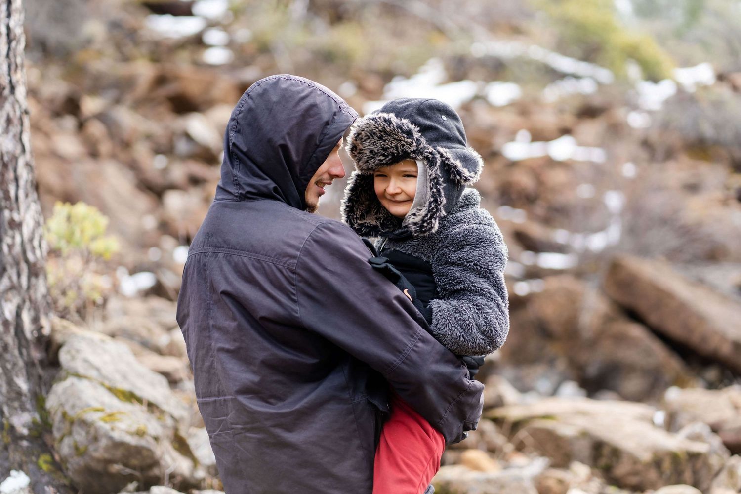 father and son embracing