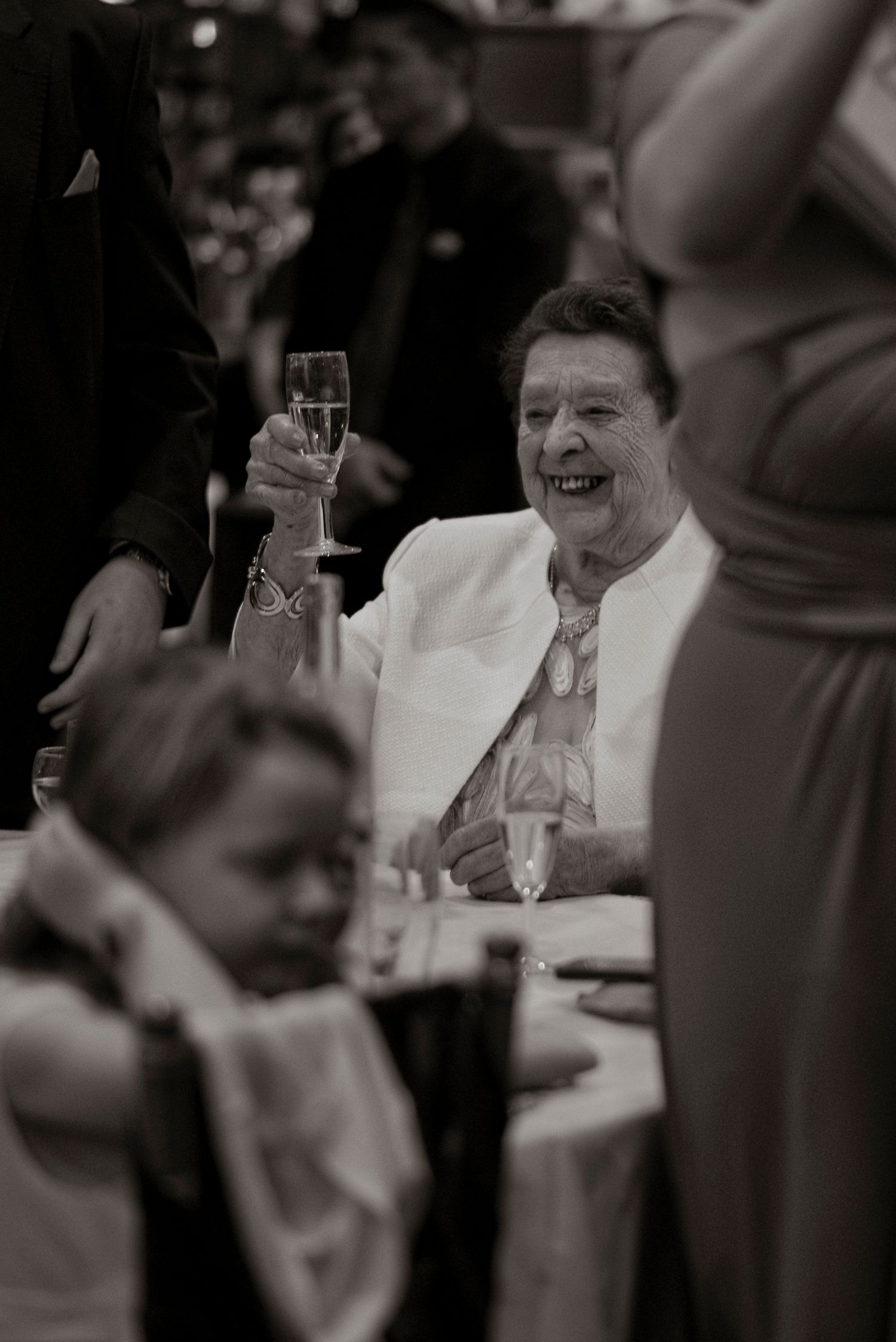 grandmother raising a toast, sheffield wedding