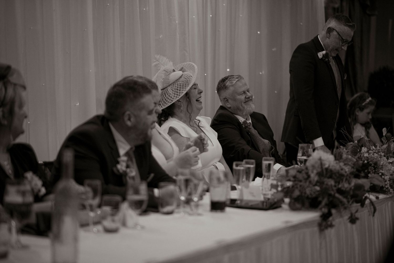 happy moment during wedding speeches