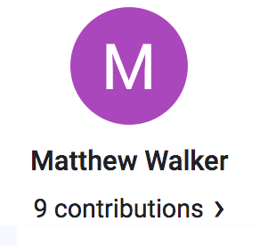 Purple circular profile icon with the letter M against a white background.