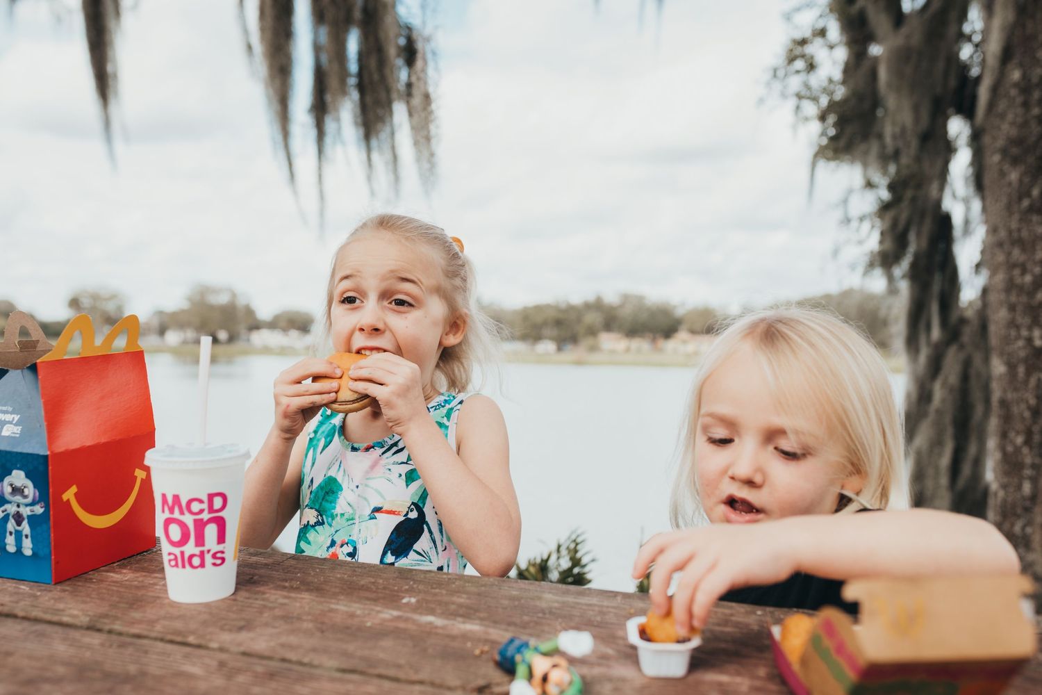 Bartow Photographer- Little girl and boy eating at a picnic table