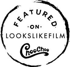 Featured on Looks Like Film Choo Choo circular stamp badge in black and white.