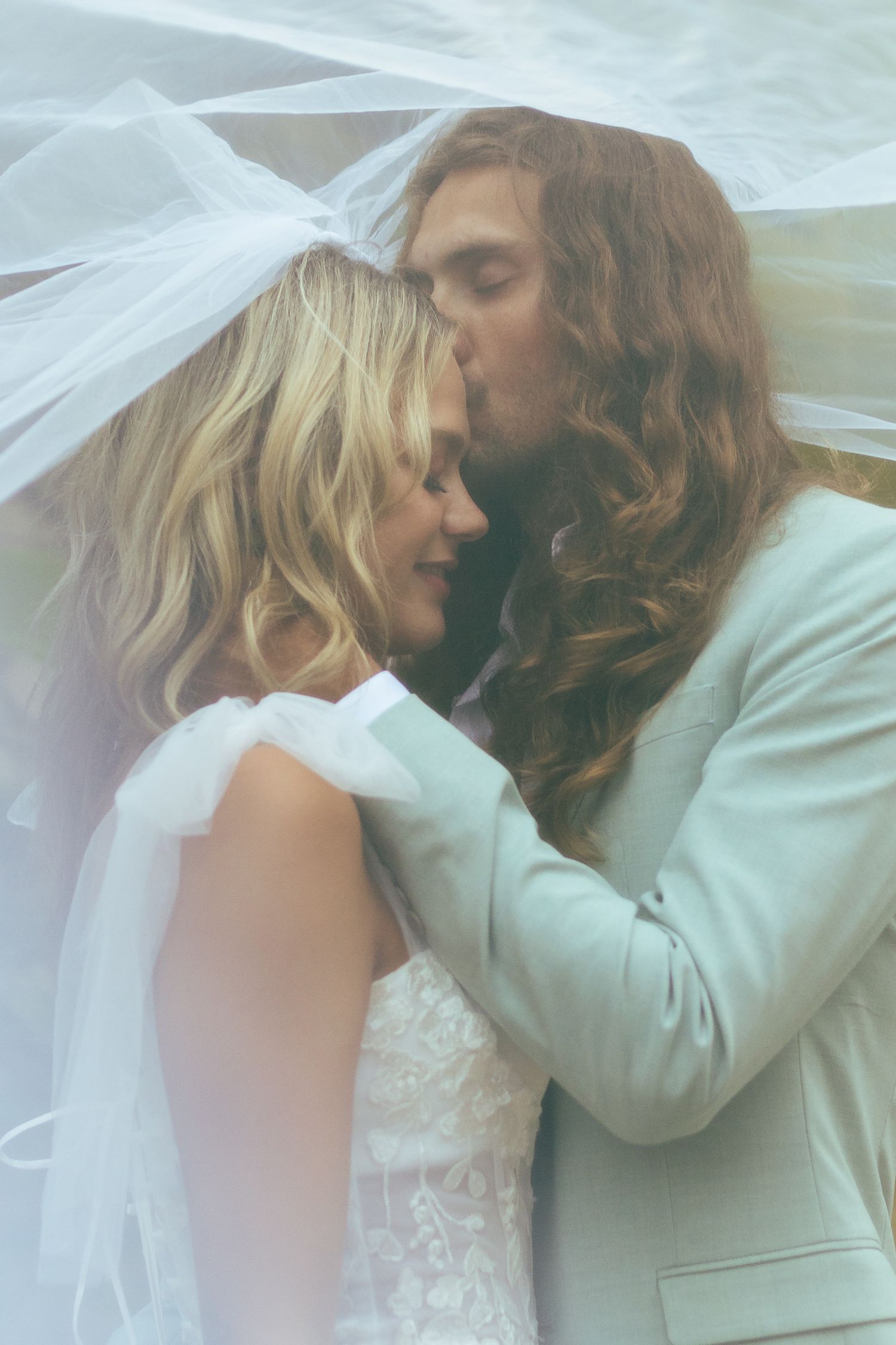 Bride and groom portrait tropical outdoor wedding