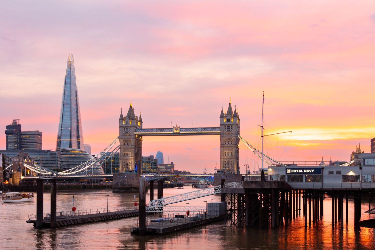 The Shard and Tower Bridge at sunset by Kush Rattan Photography