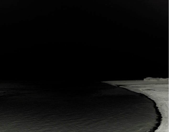 Dark monochromatic landscape with subtle light gradients creating depth and shadow.