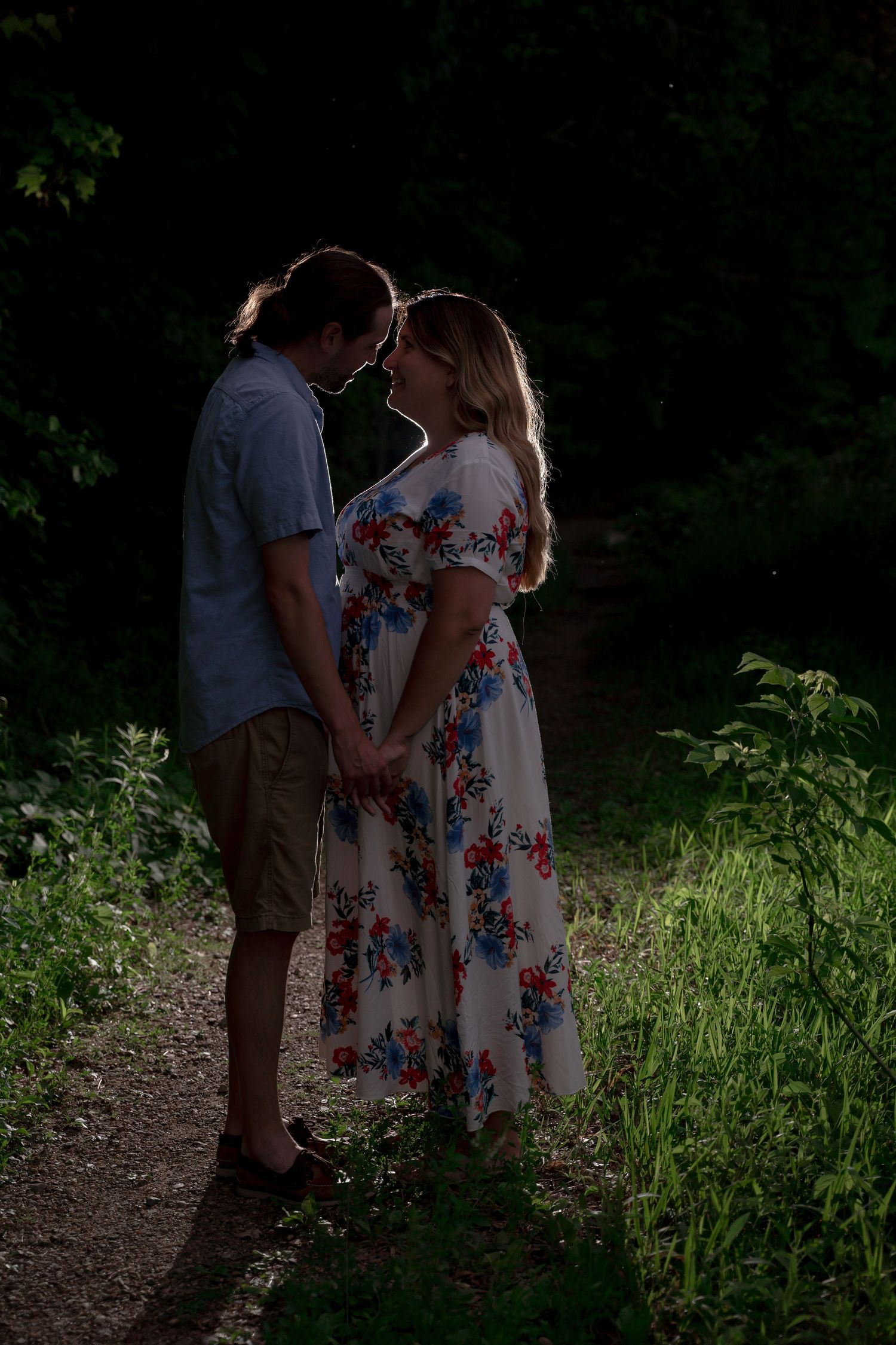 Reverse Silhouette at Night engagement Session