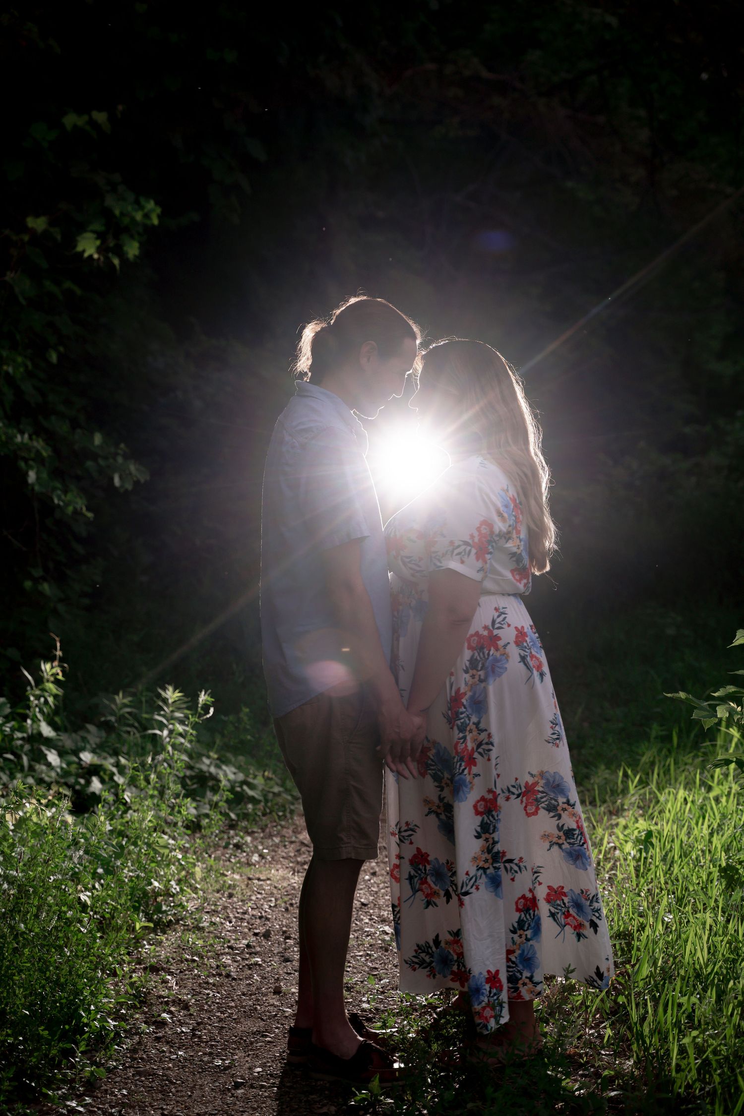Reverse Silhouette at Night engagement Session