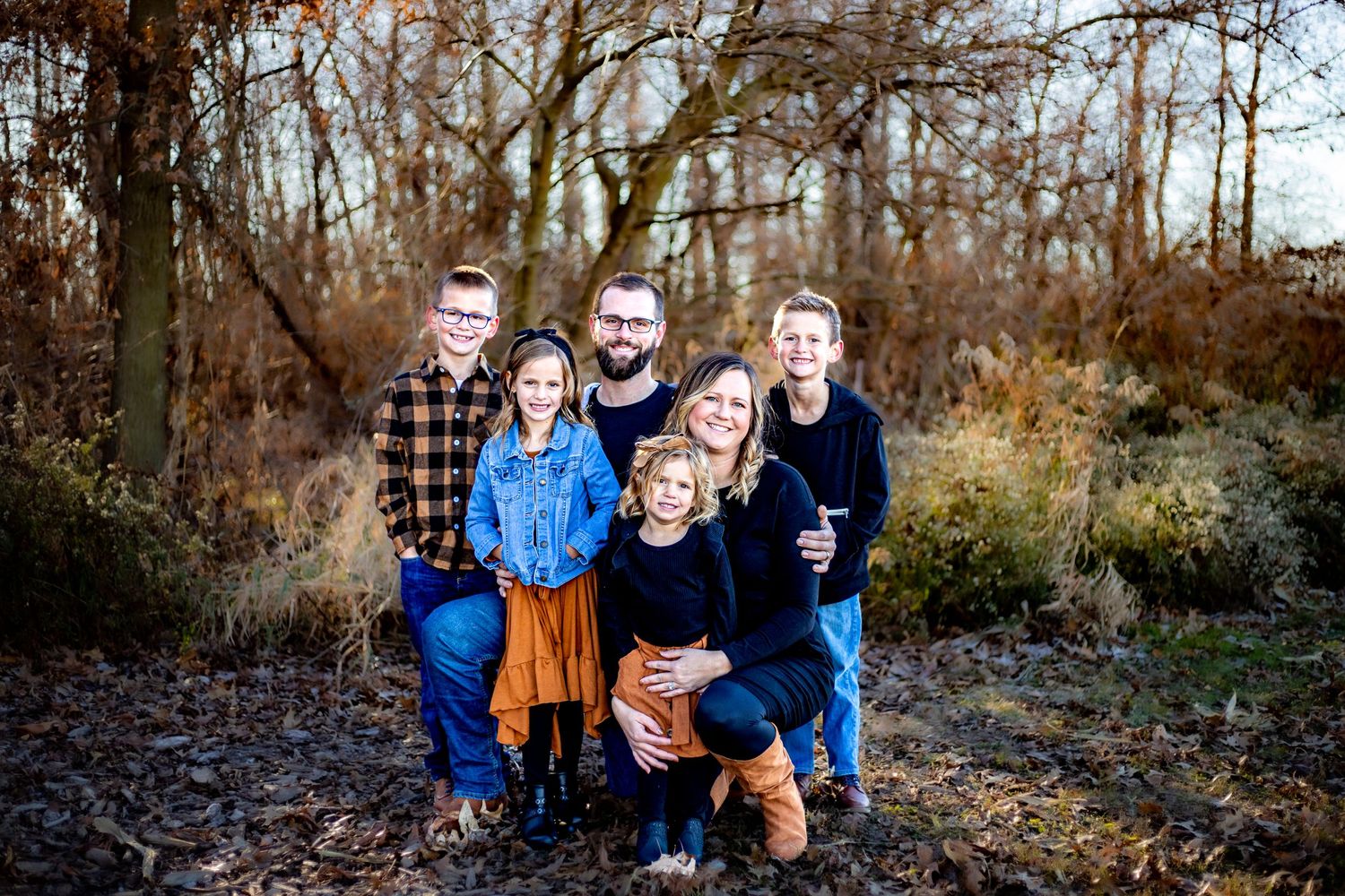 family photo in fall woods