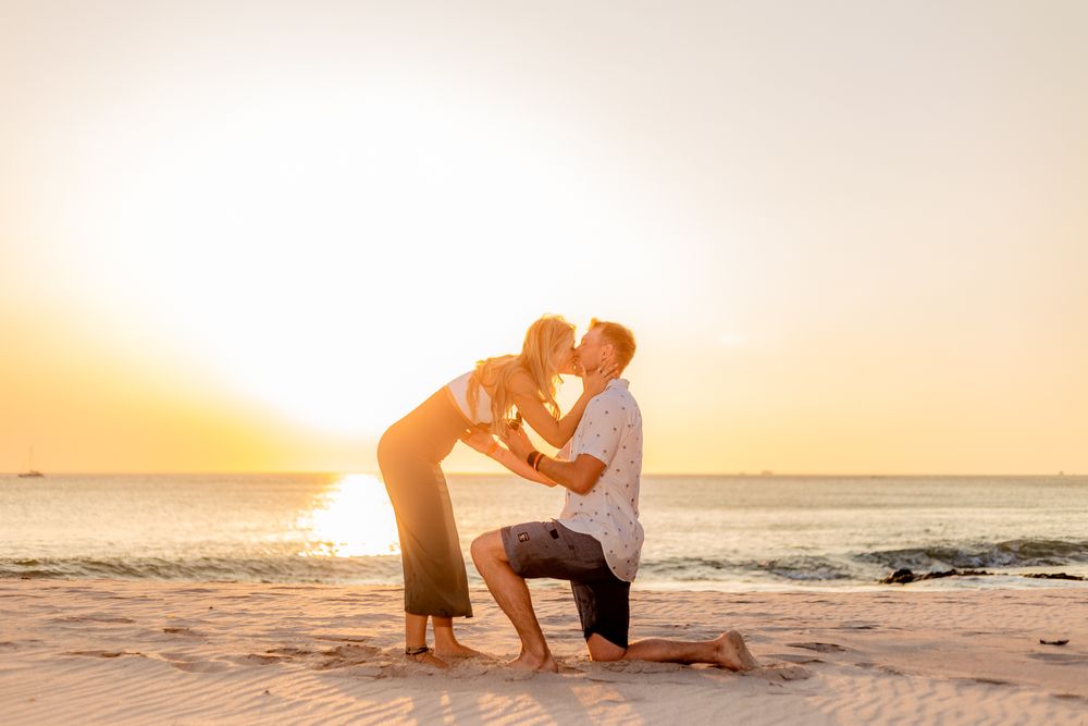 Proposal Elopement Sunset Photo Shoot in Flamingo Beach