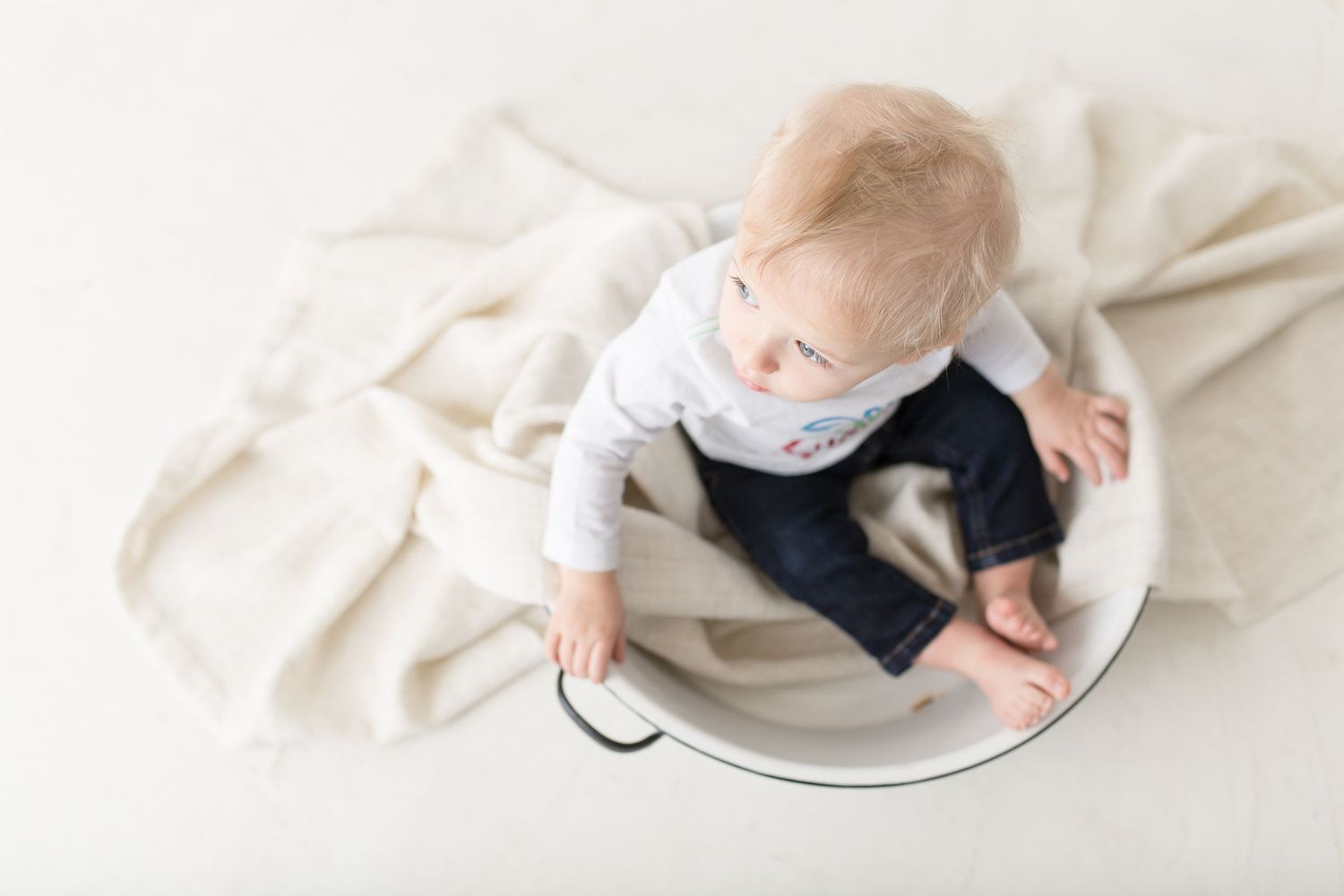 milestone photography, one year studio photos, adorable little boy, light and airy photos