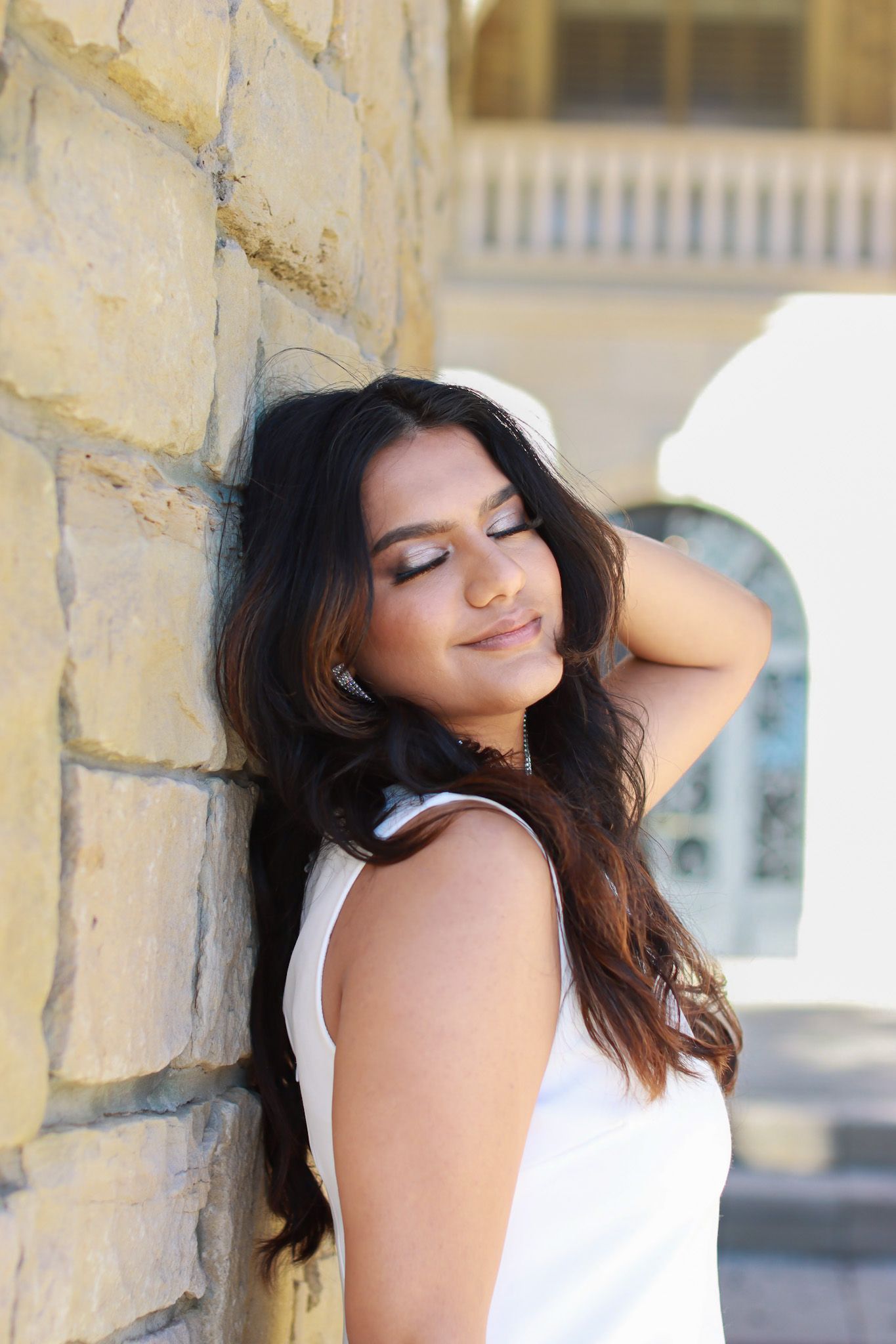 bridal portrait with eyes closed pose