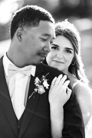 Black and white intimate wedding portraits showing tender moments between newlyweds. Middle TN wedding photographer