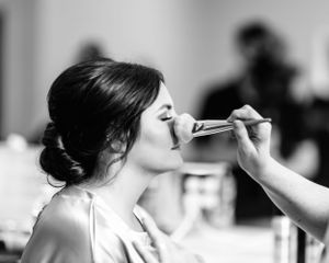 Black and white close-up shots showing wedding day preparation moments. Middle TN wedding photographer