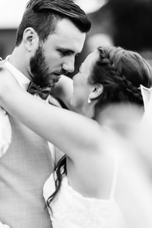 Intimate black and white wedding portraits showing tender moments between newlyweds. Middle TN wedding photographer