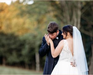 Romantic wedding ceremony moments captured in a wooded outdoor setting. Middle TN wedding photographer