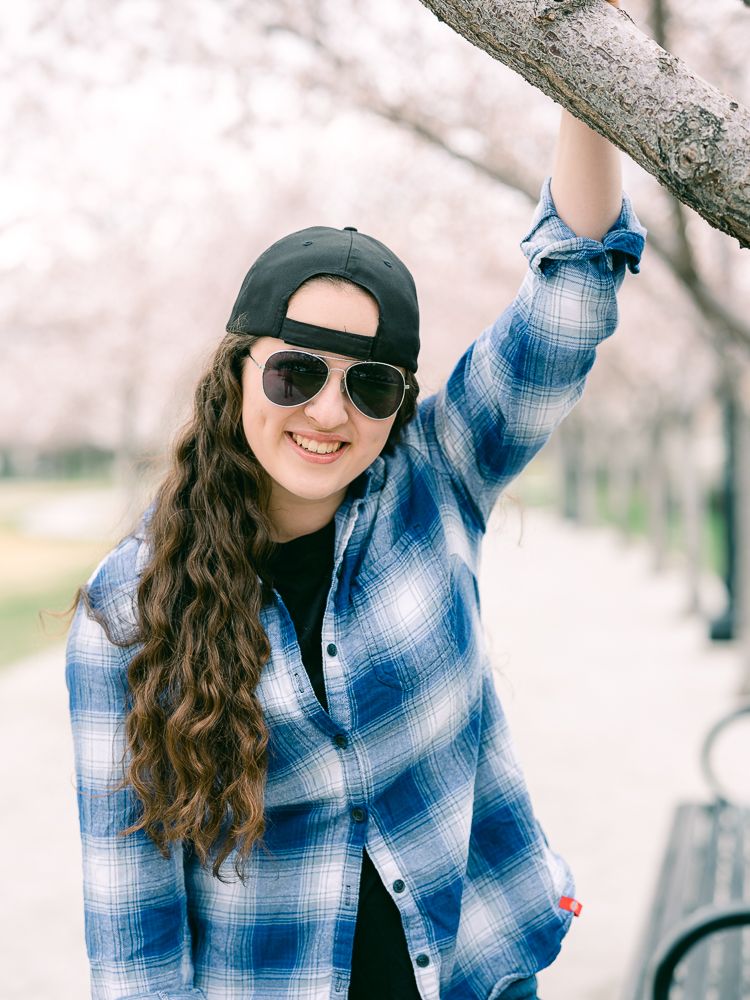 sunglasses with cherry blossoms utah capitol Salt Lake City graduating senior pictures