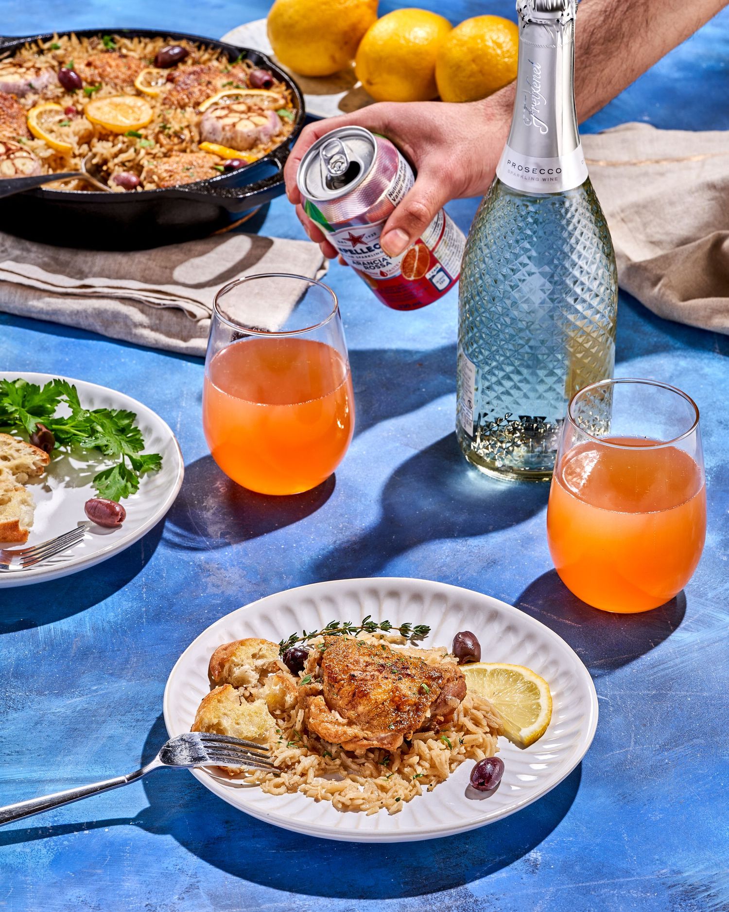 Food styling for dinner scene with lemon chicken