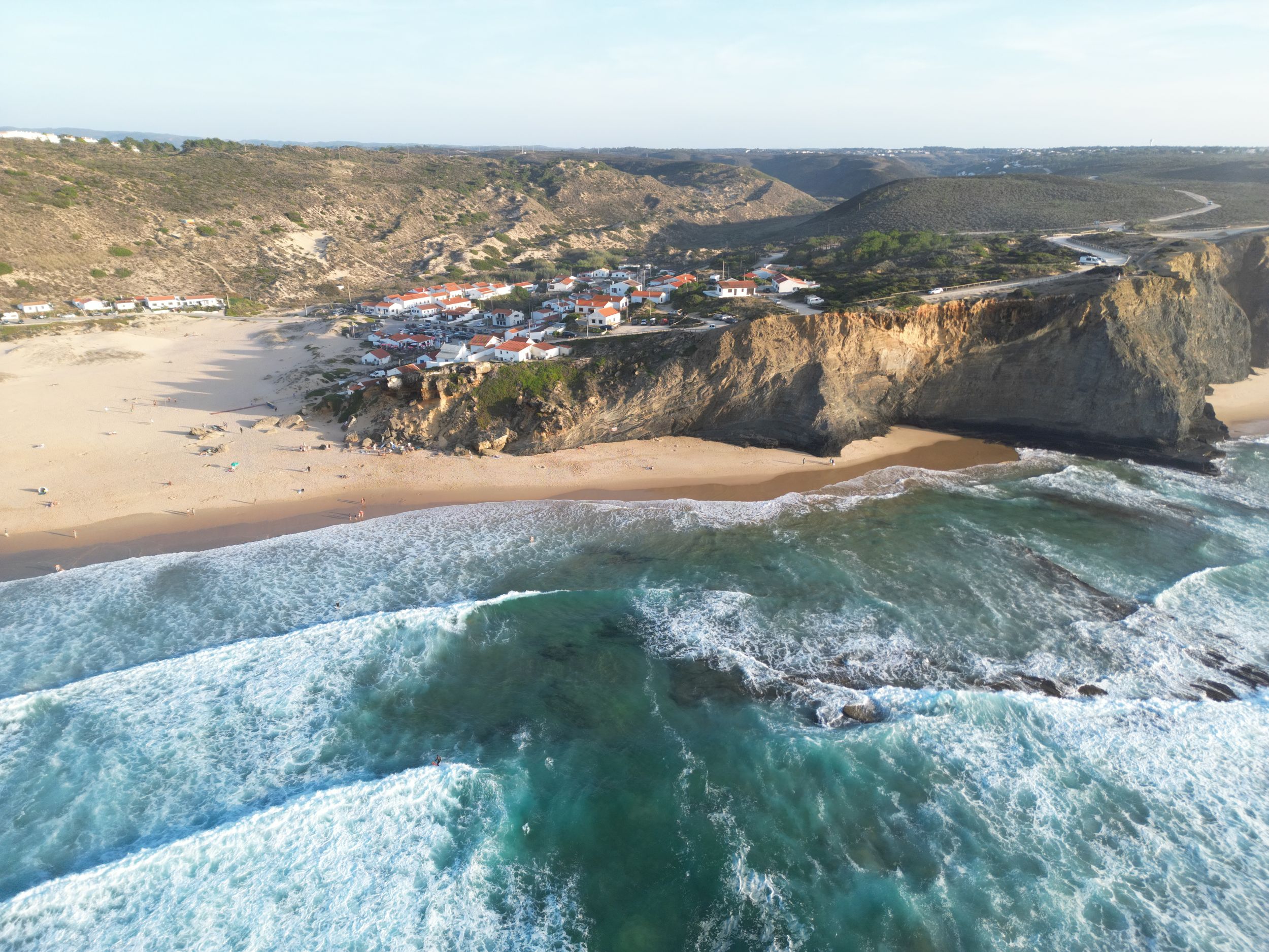 drone shot of the cliff ocean