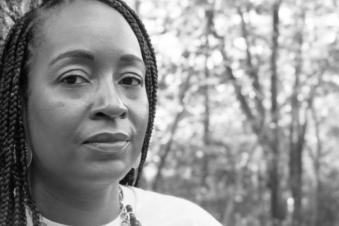 Black and White Portrait of Black Woman with Braids