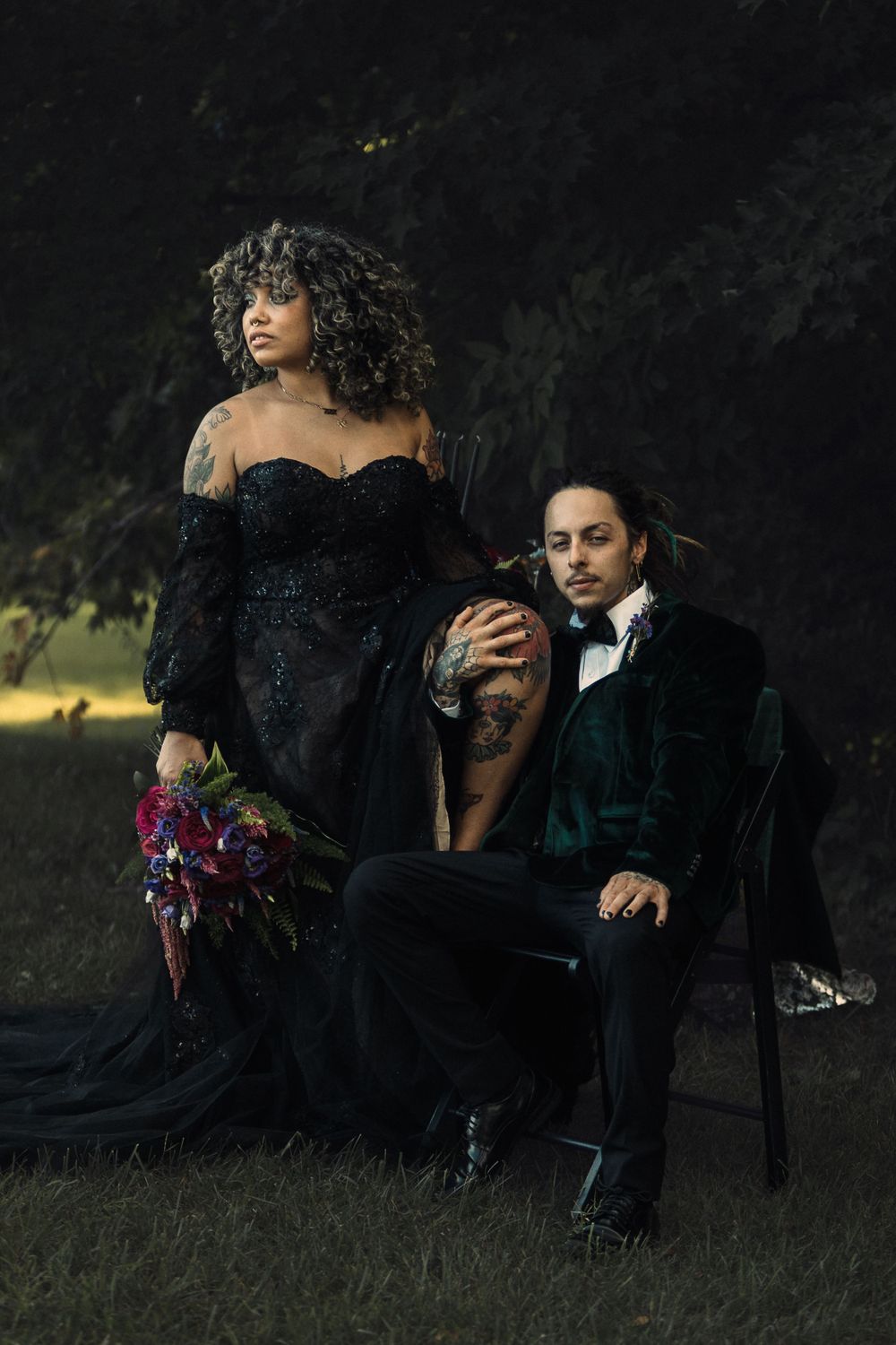 BIPOC Wedding Couple black wedding dress