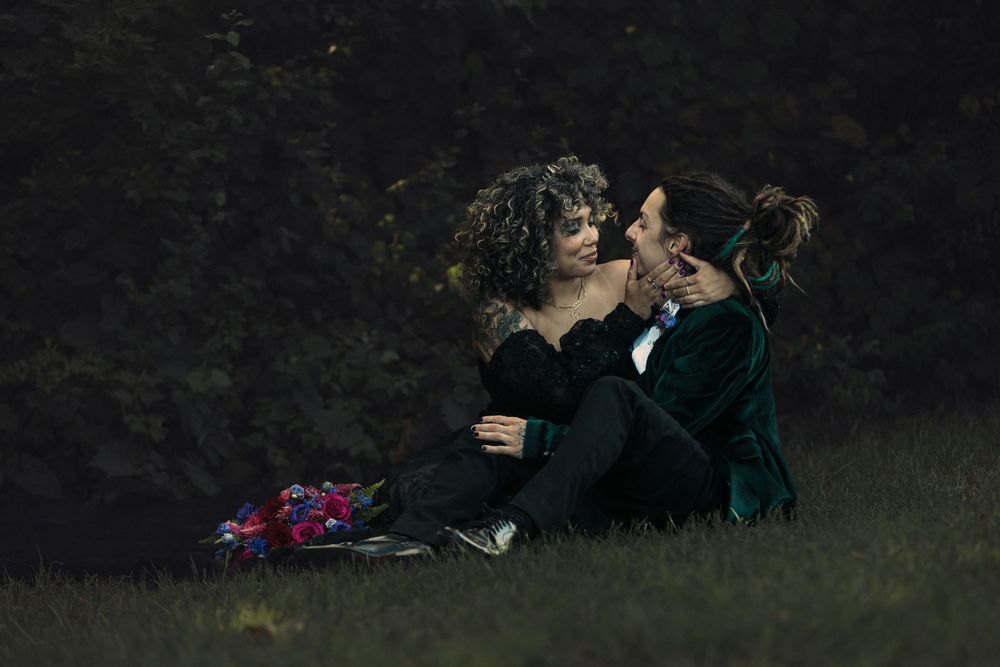 Gothic BIPOC wedding elopement couple