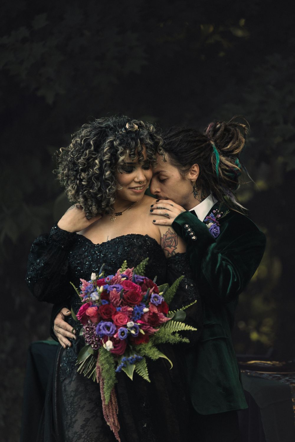 BIPOC wedding elopement moody gothic Michigan