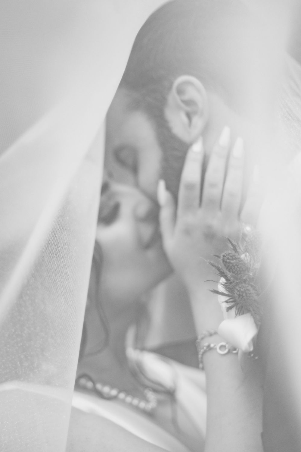 timeless bride and groom sharing intimate kiss at kcmo wedding